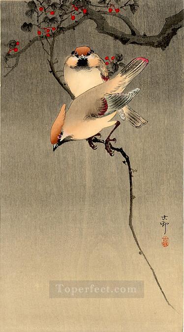 starlings and cherry tree Ohara Koson Shin hanga Oil Paintings